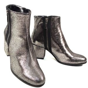 ROGANY 🇮🇹 WOMEN'S SILVER LEATHER COMFORT FASHION BOOTIE